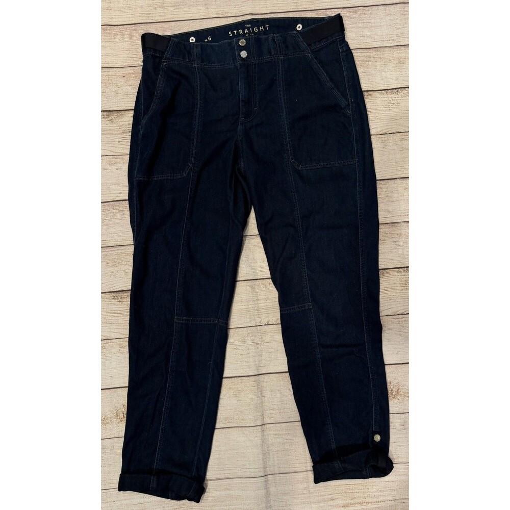 White House Black Market WHBM the Straight Crop Utility Pants Blue Jeans Size 6